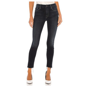 MOTHER sz 29 The Looker Ankle Fray Skinny Jeans Coffee Tea Or Me Dark Wash Denim